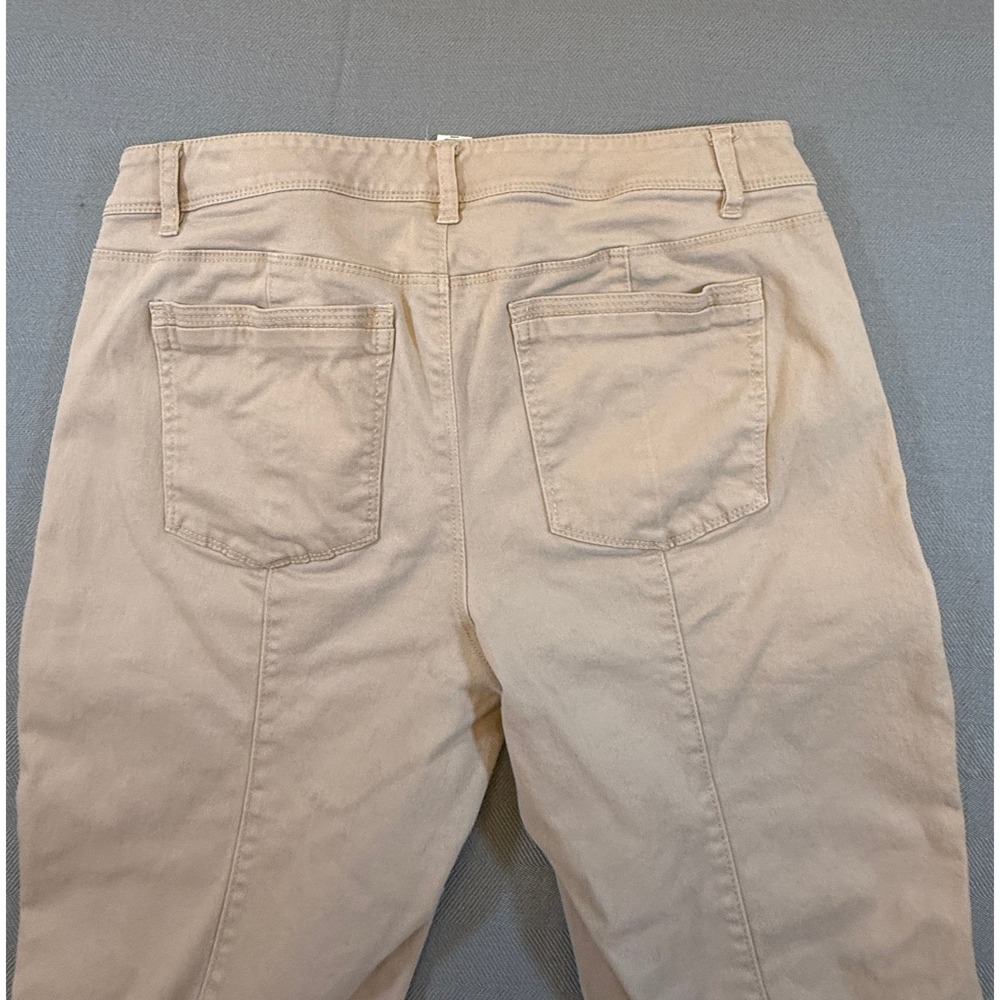 White House Black Market Tan Khaki Cargo Slim Pants Gold Zip Size 10 Utility - Picture 5 of 9